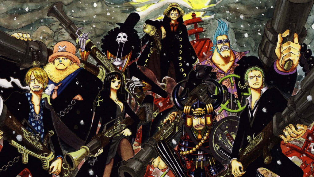 Dynamic Straw Hat Pirates in a Thrilling Breath-taking Action - One Piece Epic Scene! Wallpaper