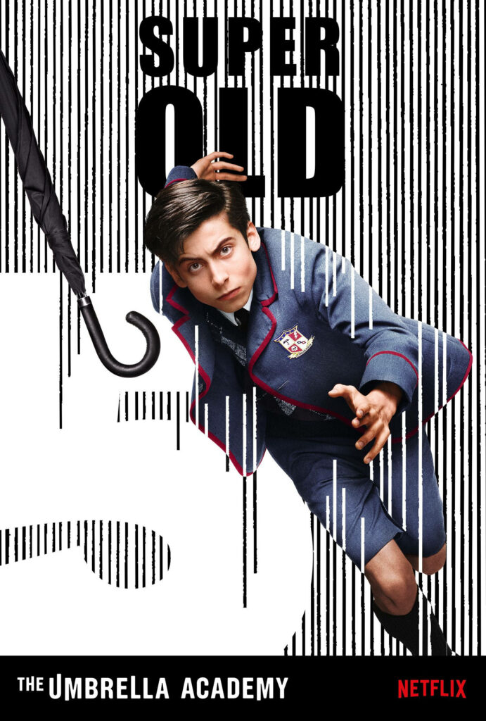 Five from The Umbrella Academy Dynamic Wallpaper with Bold Backdrop