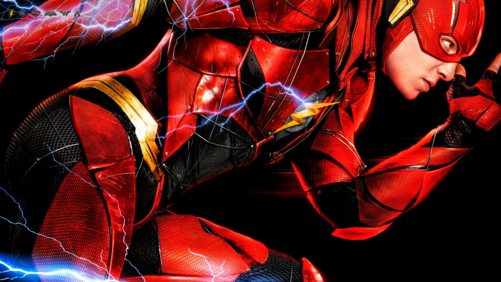 Flash Close-Up Wallpaper: Iconic Red Suit & Lightning Effects
