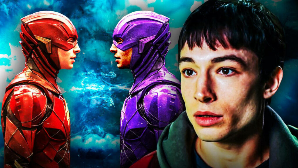 Dynamic Flash Wallpaper: Ezra Miller in Red & Purple Suits