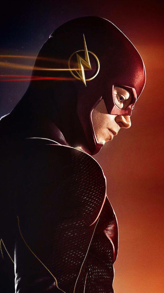 Dynamic Flash Wallpaper: Iconic Red Suit with Lightning Accents