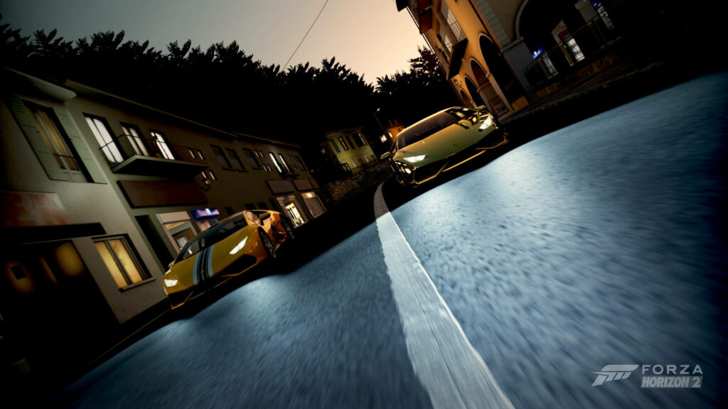 Dynamic Forza Horizon 2 Wallpaper: Racing Cars in a European Village