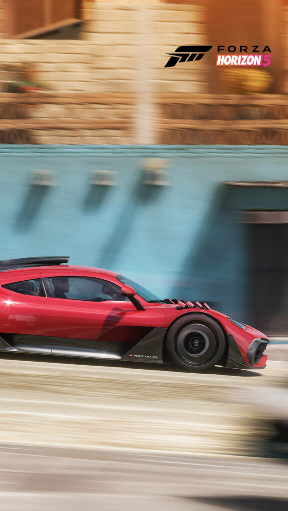 Vibrant Forza Horizon 5 iPhone Wallpaper: Red Sports Car in Motion