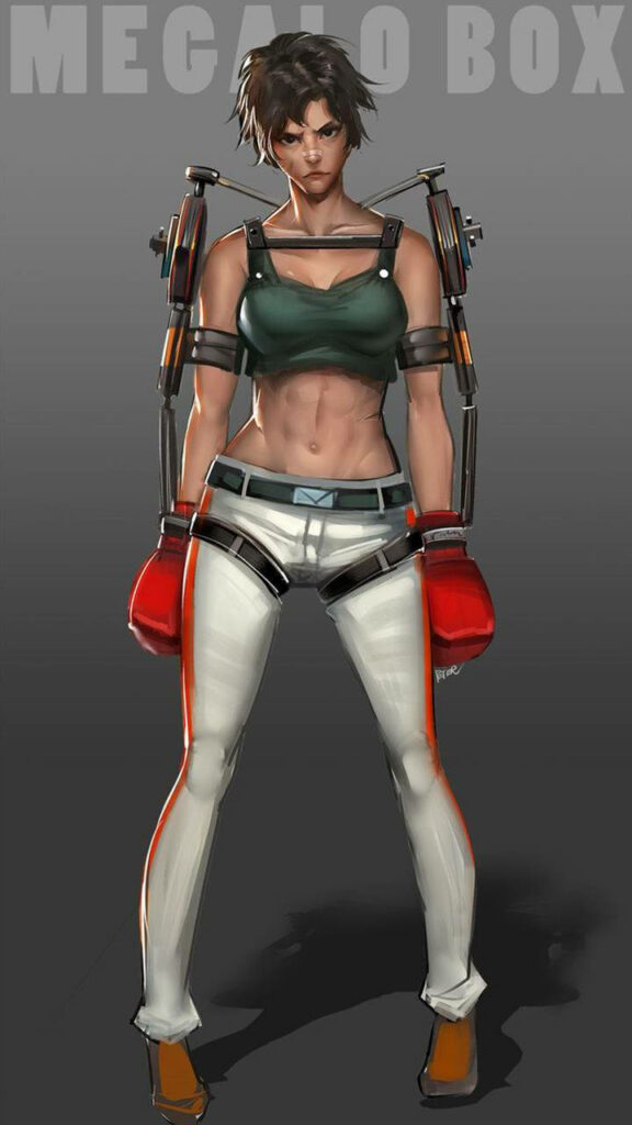 Dynamic Gender-Bend Fighter from Megalo Box - Minimalist Wallpaper