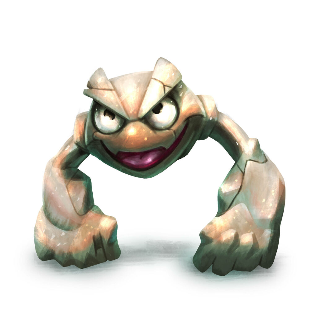 Geodude Pokémon Wallpaper: Fierce Rock Creature in Dynamic Pose