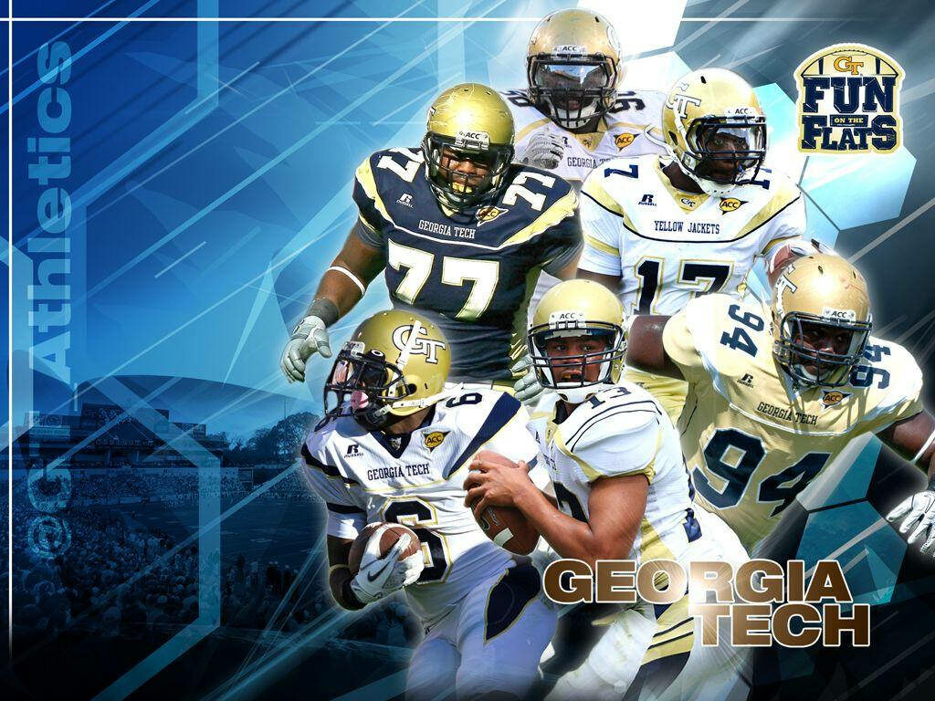 Dynamic Georgia Tech Players Wallpaper: Team Spirit in Action