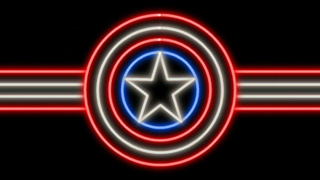 Neon Captain America Shield shining in the Dark Wallpaper