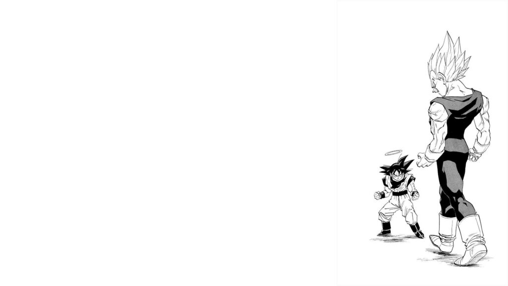 Intense Goku Battle Wallpaper: Dynamic Confrontation in Minimalist Style