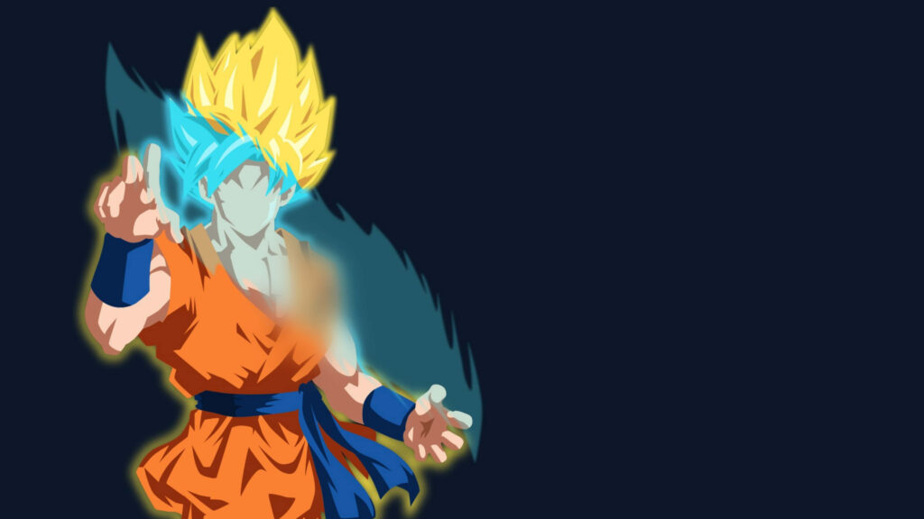 Dynamic Minimalist Goku Wallpaper - Super Saiyan Dark Background Art