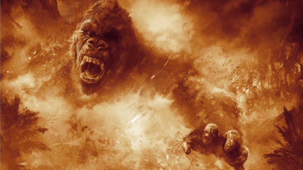 Fiery Gorilla Wallpaper: Intense Flames & Dramatic Background Art
