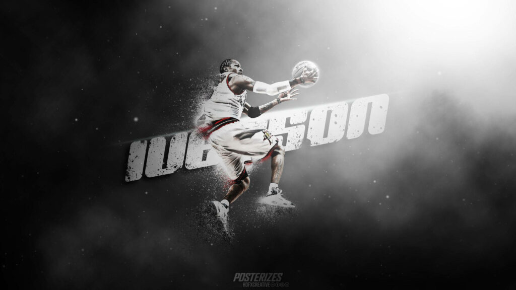 Dynamic Grayscale Wallpaper: Basketball Player in Action
