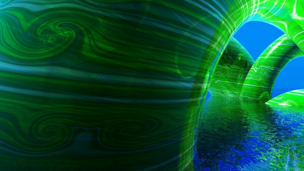 Vibrant Green Blue Abstract Wallpaper - Modern Fluid Design Background