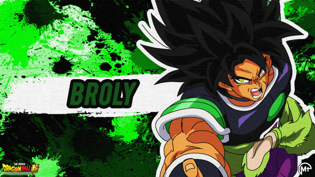 Broly Dragon Ball Z wallpaper dynamic action pose vibrant green black paint splatter background