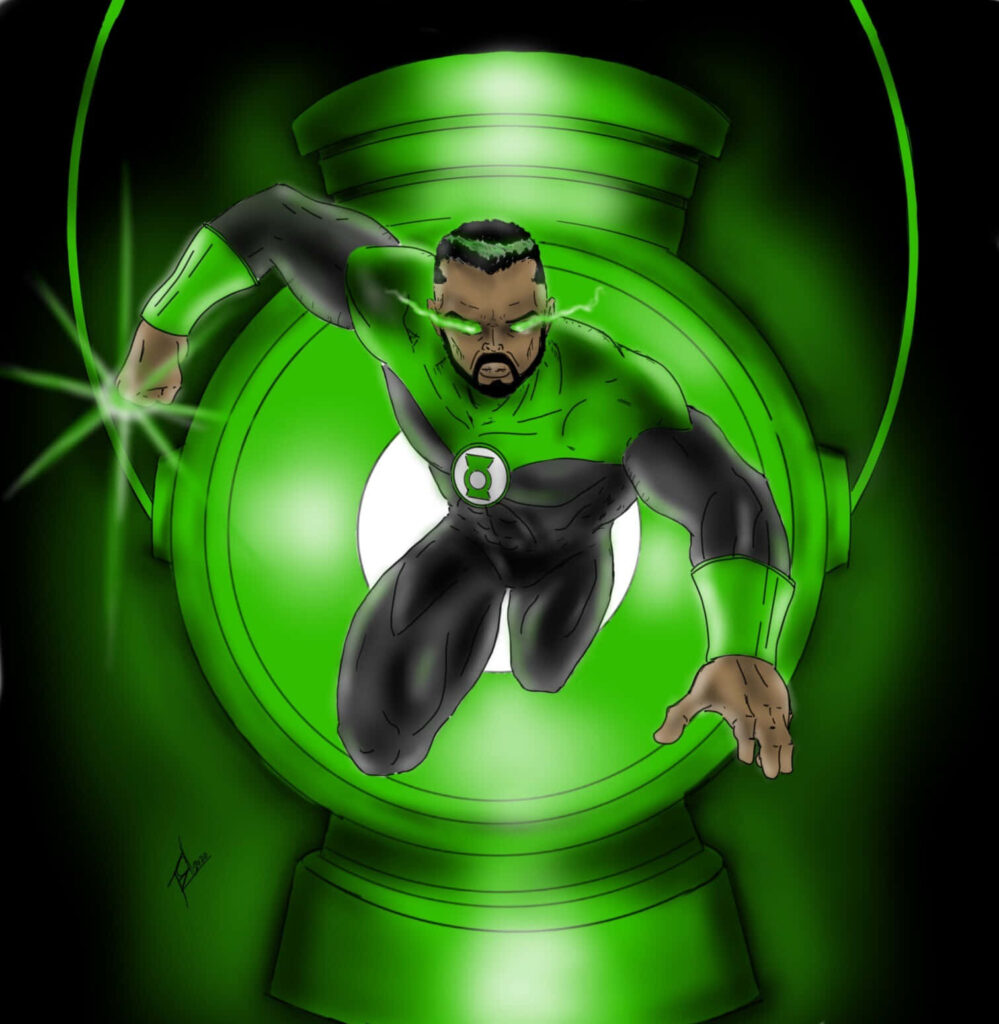 Dynamic Green Lantern Corps Member Wallpaper - Iconic Green Suit Art
