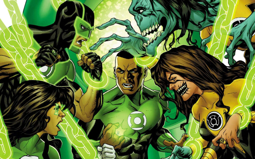 Dynamic Green Lantern Wallpaper: Action-Packed Superhero Scene