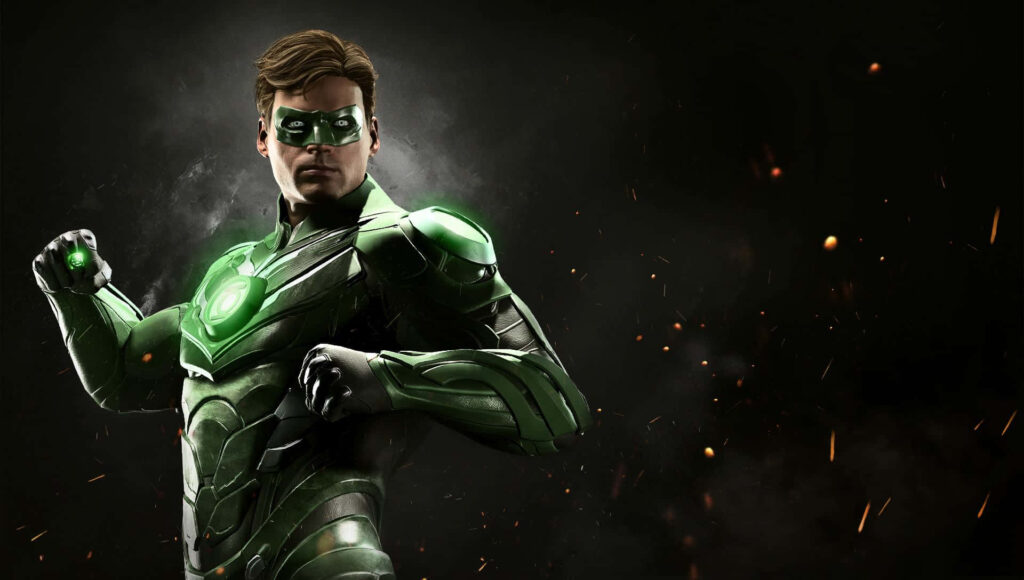 Vibrant Green Lantern Wallpaper: Iconic DC Hero in Fiery Background