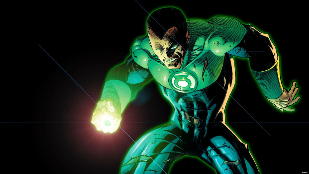 Dynamic Green Lantern Wallpaper: Action-Packed with Vibrant Glow