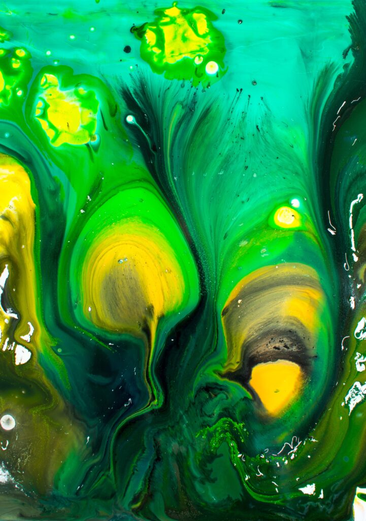 Vibrant Green & Yellow Abstract Paint Drips Wallpaper Design