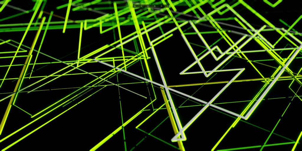 Dynamic Green & Yellow Abstract Wallpaper on Black Background
