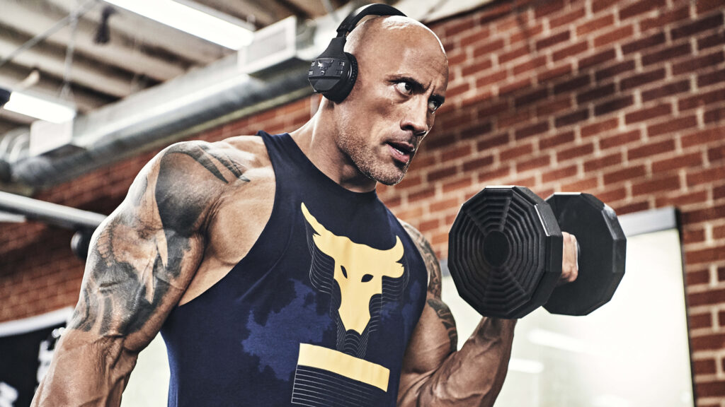 Dynamic Gym Wallpaper: Dwayne Johnson in Project Rock Sando