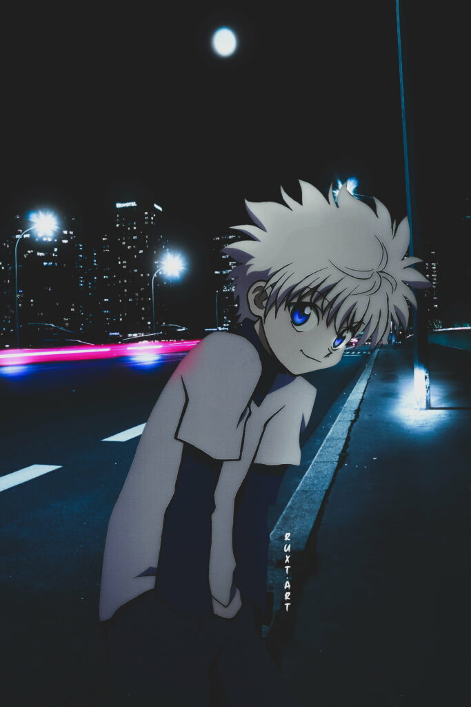 Mischievous Lightning Hunter: Killua Zoldyck from HxH - Vibrant Anime Phone Wallpaper