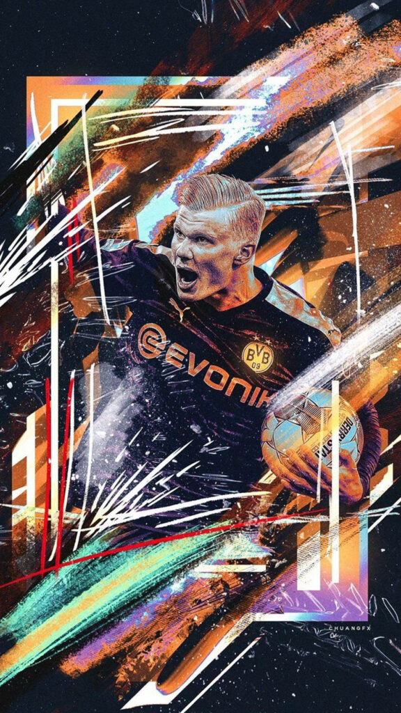 Vibrant Haaland Action Wallpaper: Bold Vector Art for BVB Fans