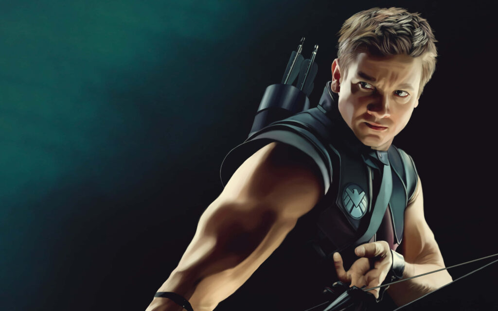Dynamic Hawkeye Wallpaper: Action-Ready with Signature Weapon