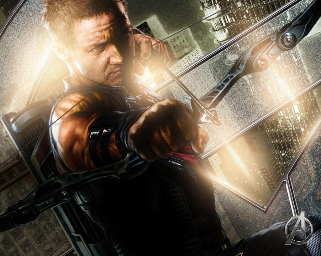 Hawkeye Wallpaper: Dynamic Urban Background with Skilled Archer
