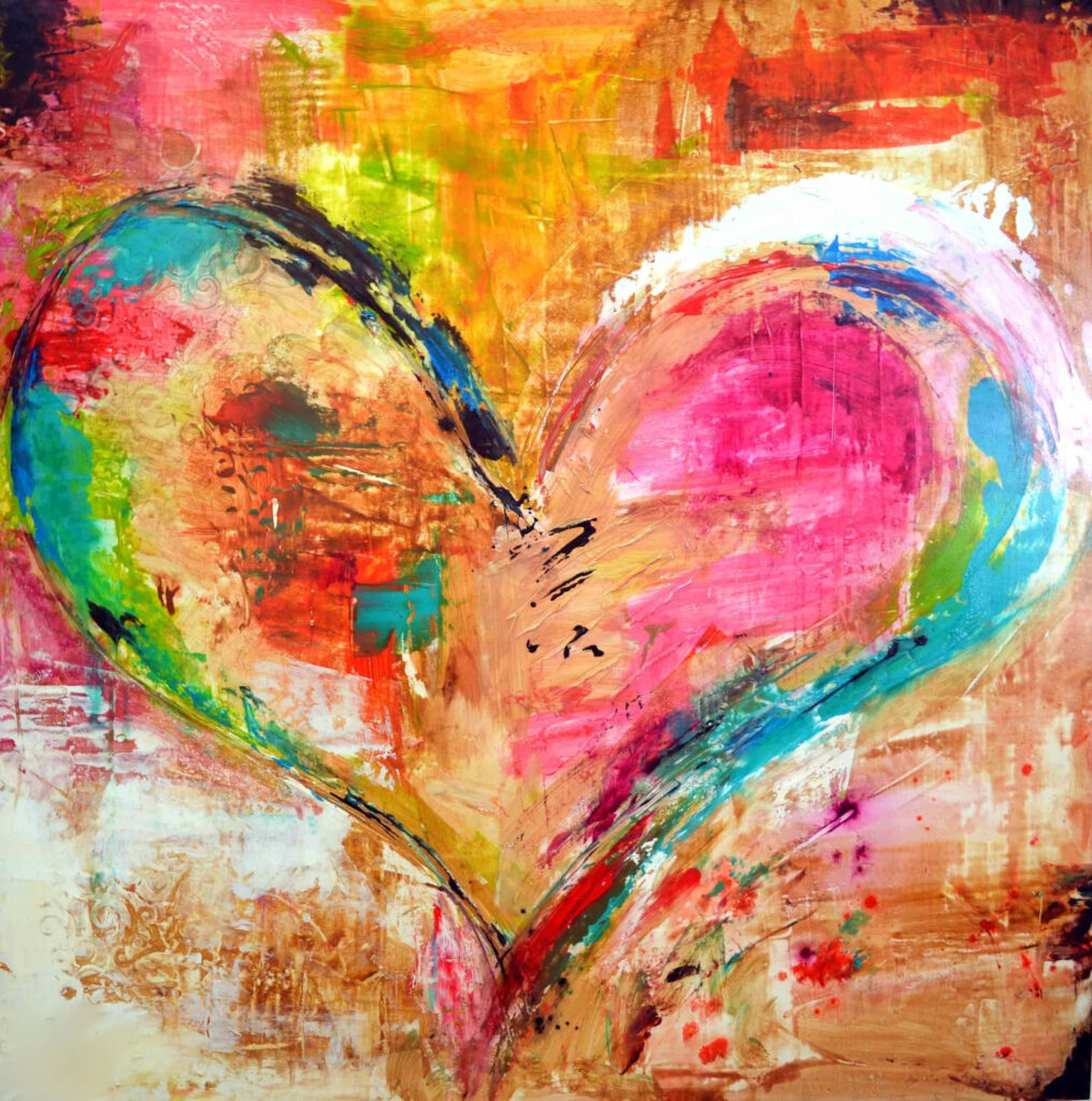 Vibrant Heart Art Explosion - Bold Abstract Wallpaper Background