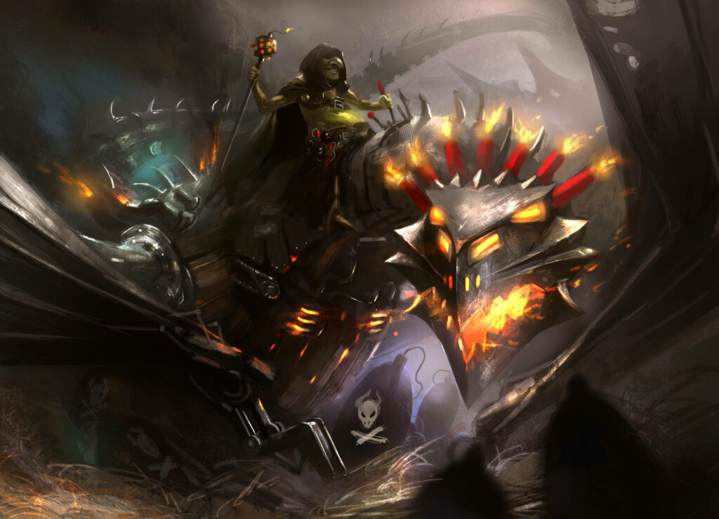 Vivid Hearthstone Wallpaper: Goblin Rides Armored Dragon in Fantasy
