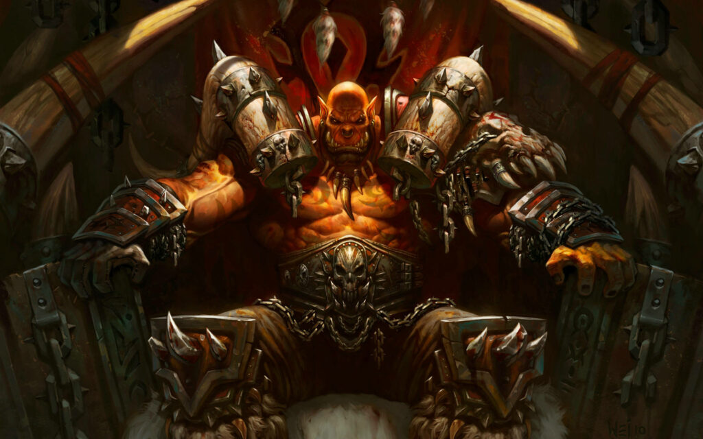 Powerful Hearthstone Warrior Wallpaper: Fierce Throne Art