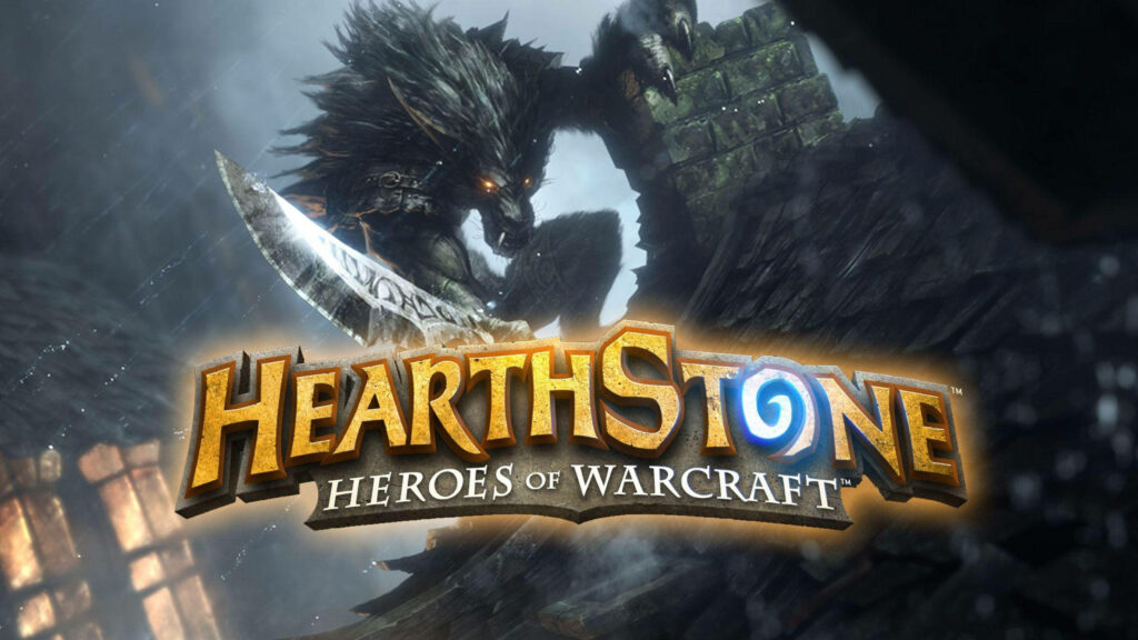 Dynamic Hearthstone Wallpaper: Fierce Werewolf in Dark Fantasy Setting