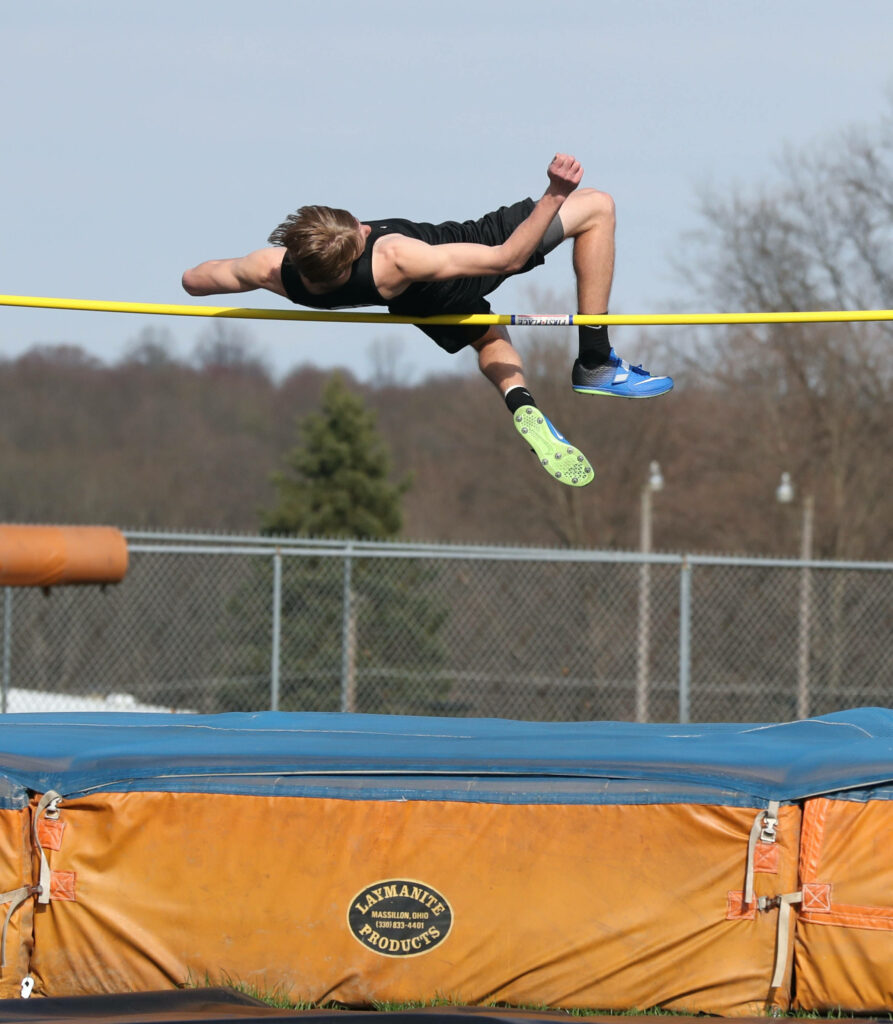Dynamic High Jump Athlete Wallpaper: Track & Field Action Background