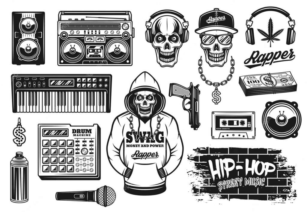 Dynamic Hip-Hop Street Music Wallpaper: Urban Vibes & Edgy Illustrations