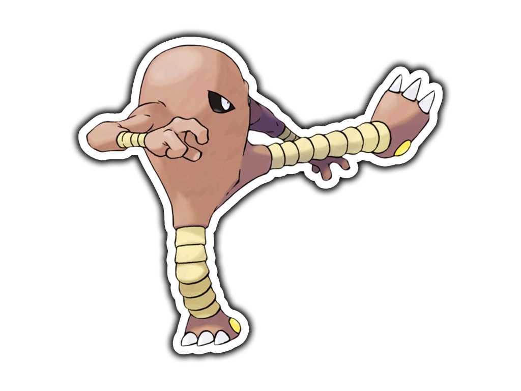 Hitmonlee performing a high kick minimalist digital illustration fighting type Pokémon wallpaper
