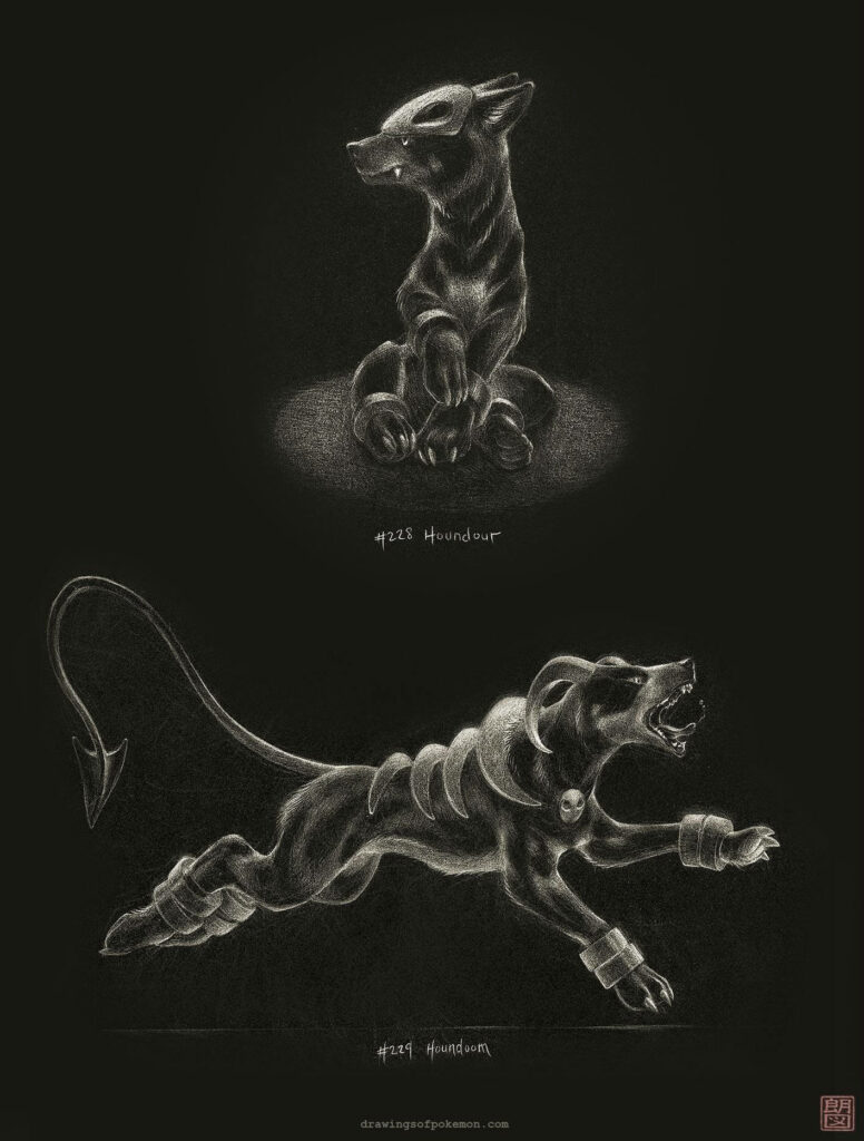 Fierce Houndoom and Houndour Wallpapers: Dark Pokémon Art