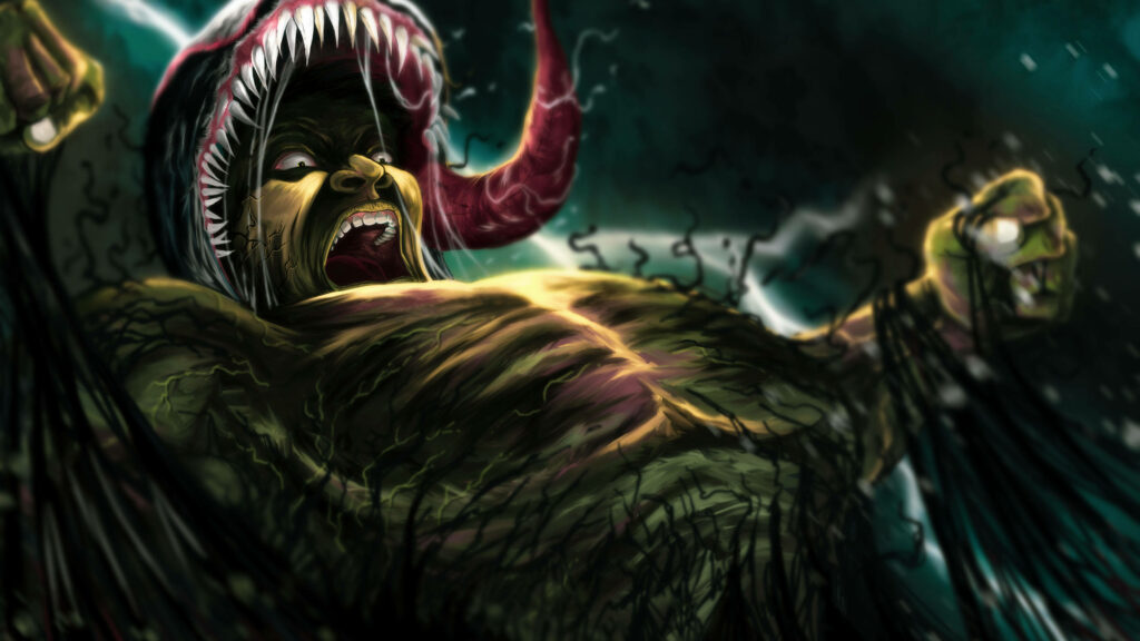 Dynamic Hulk & Venom Fusion 4K Wallpaper - Intense Detail & Color