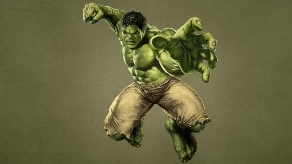 Incredible Hulk Action Pose Wallpaper | Strength in Minimalistic Design