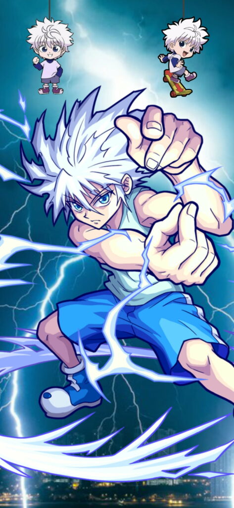 The Electric Assassin: Stunning HD Phone Wallpaper Featuring Killua Zoldyck from Hunter x Hunter