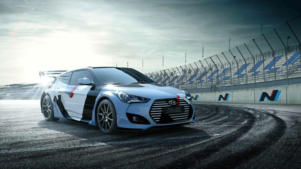 Sleek Hyundai Drifting Wallpaper: Intense Racetrack Action