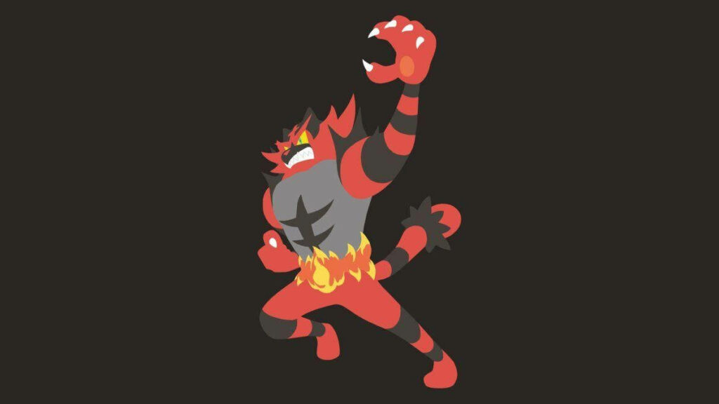 Dynamic Incineroar Wallpaper with Bold Colors on Black Background