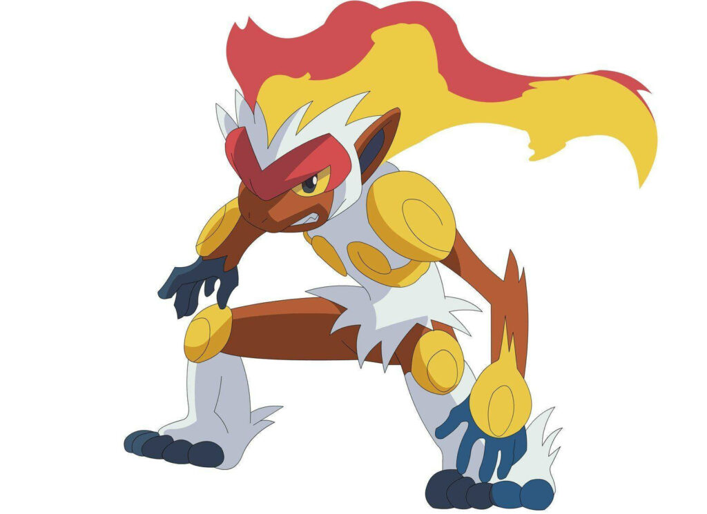 Infernape Dynamic Pose - Fiery Pokémon Wallpaper on White Background