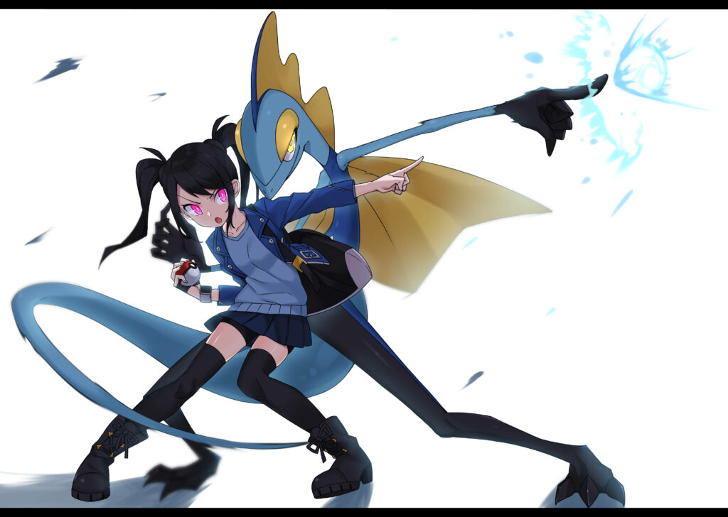 Inteleon & Anime Girl Wallpaper: Power & Teamwork Design