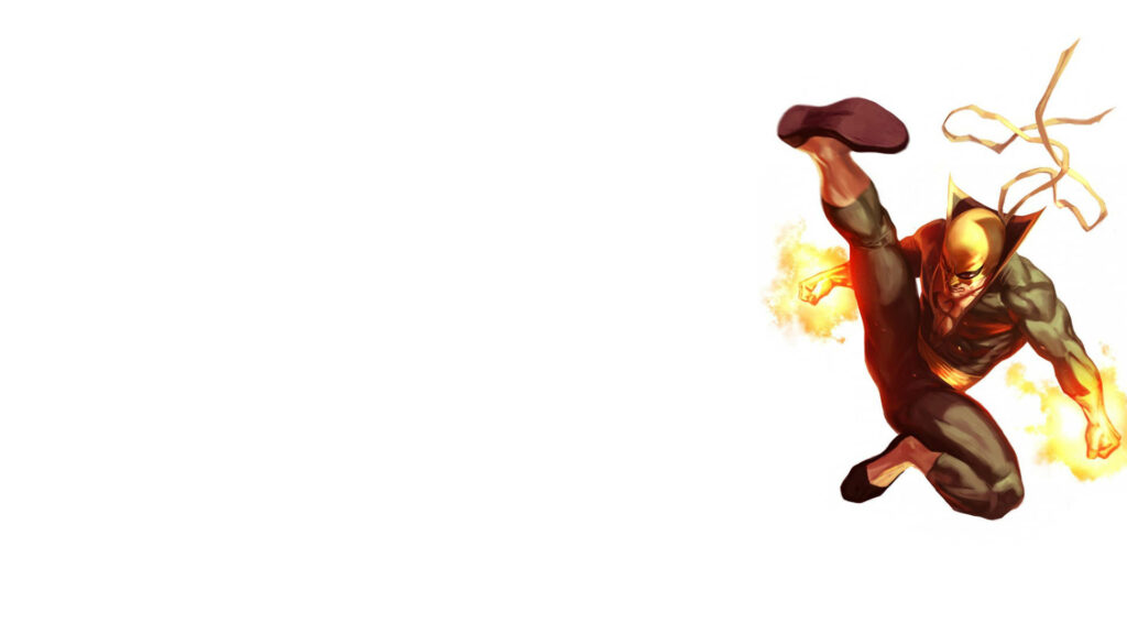 Iron Fist Wallpaper: Dynamic High Kick in Fiery Action Pose