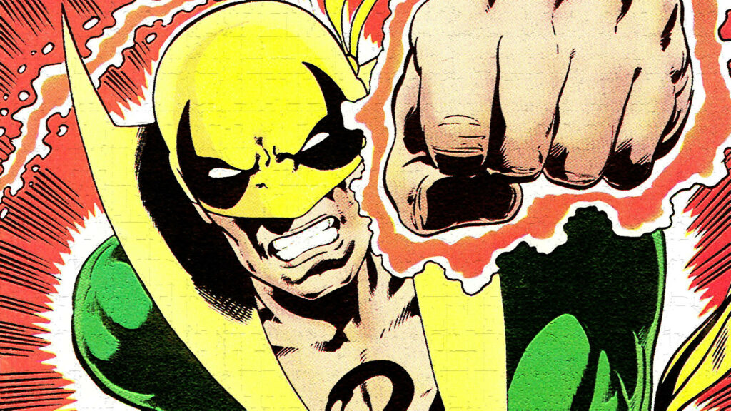 Dynamic Iron Fist Wallpaper: Energy-Charged Comic Style Background