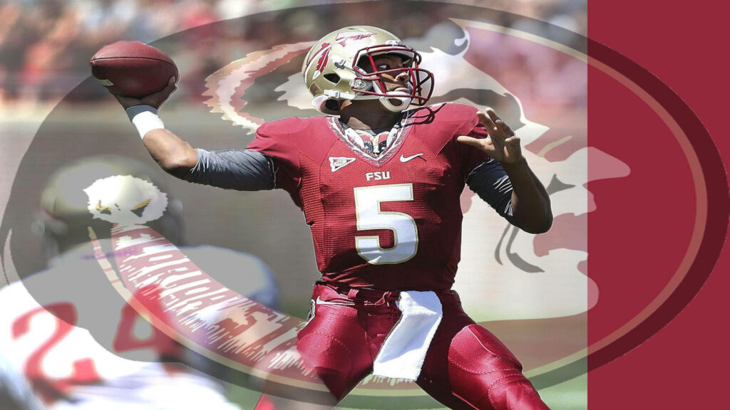 Jameis Winston Action Wallpaper: FSU Quarterback Dynamic Art