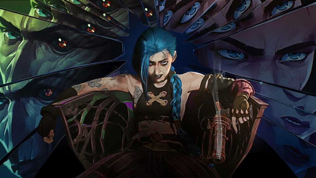 Dynamic Jinx Wallpaper: Shattered Glass & Bold Colors for Desktop