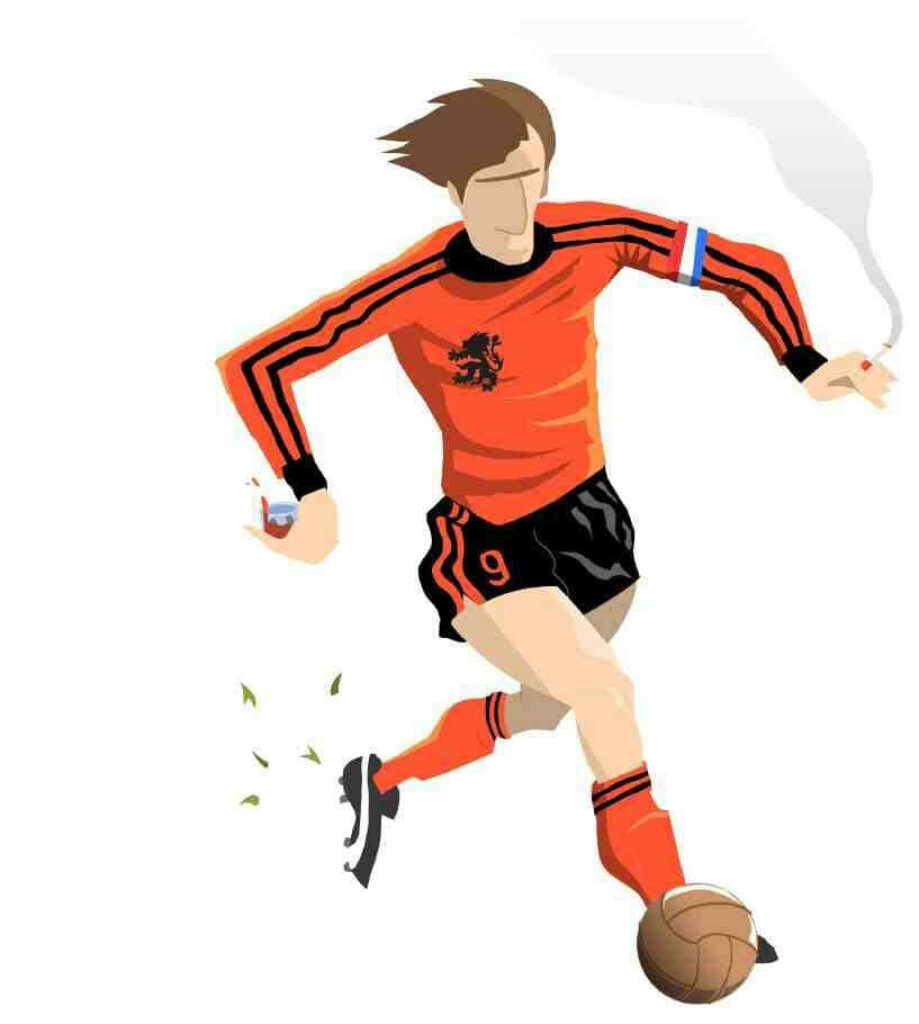 Dynamic Johan Cruyff Vector Art Wallpaper in Classic Orange Jersey