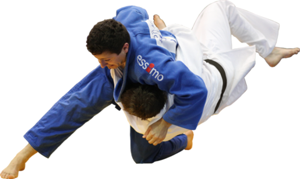 Dynamic Judo Throw Action: Athletes in Precision Martial Arts Wallpaper