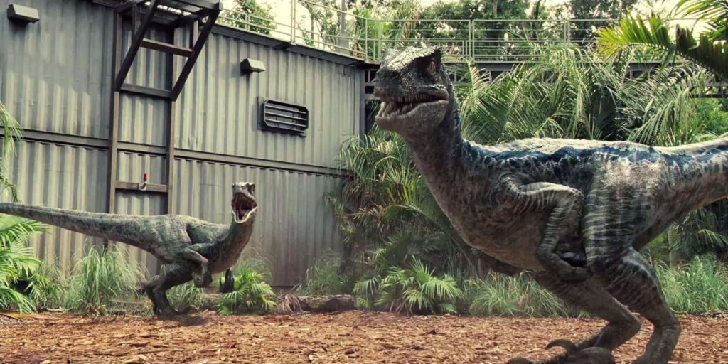 Jurassic World Blue Velociraptors Dynamic Jungle Wallpaper